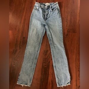 Abercrombie and Fitch size 24 high rise 90s straight jeans with a split hem